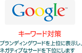 Googleキーワード対策 ブランディングワードを上位に表示し、ネガティブなサードを下位にします